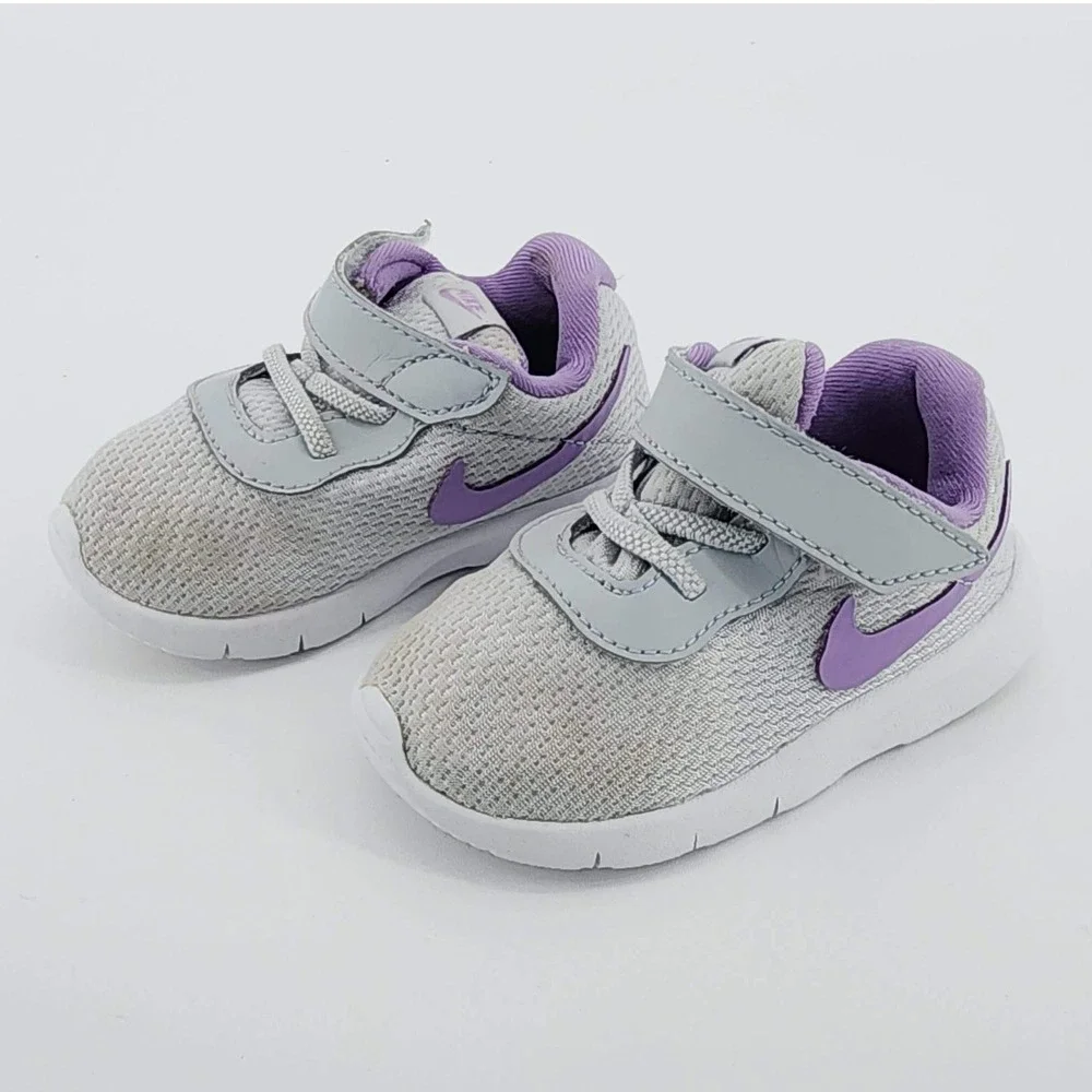 Nike Tanjun TD Toddler Girls Grey Purple Sneakers 859620-002‎ Size 5C